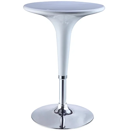 White & Chrome Bar Table with Adjustable Height